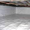 A crawl space vapor barrier has been installed on the walls and floors of this space in Sunnyvale.