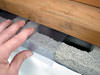 Clear plastic vapor barrier covering for block walls in California