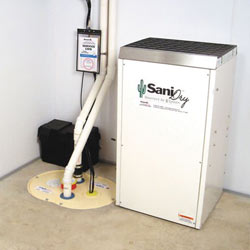 Sump pump system, dehumidifier, and basement wall panels installed during a sump pump installation in Citrus Heights